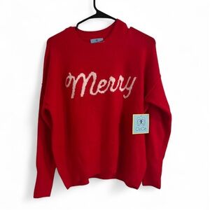NWT CeCe Red 'Merry' Sweater